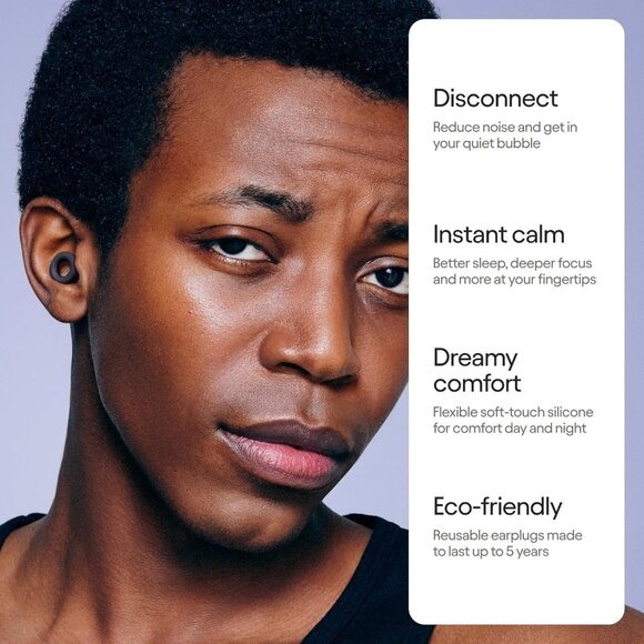 Loop Quiet 2 Ear Plugs Ultra-Comfy Reusable Noise-Reducing Earplugs BLACK - Picture 2 of 6